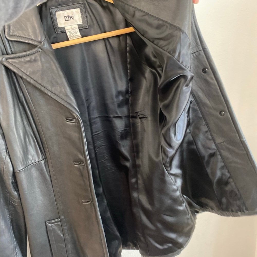 Vintage BP Nordstrom Soft Lamb Leather Black Blazer Jacket - Picture 5 of 11